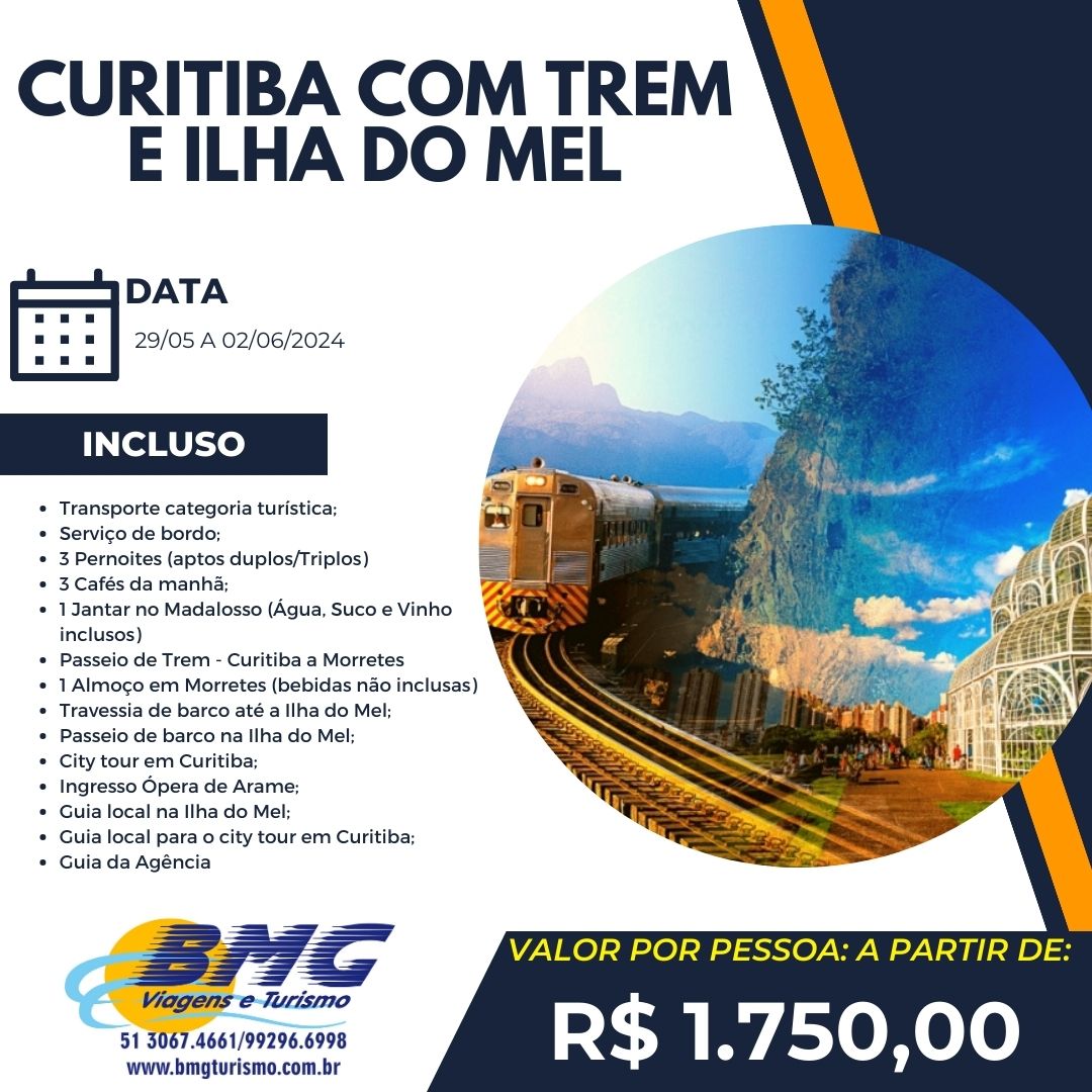 Curitiba com Trem e Ilha do Mel